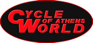 Cycle world of athens - I have purchased two biles in the past 10 years from Cycle World of Athens. The first was a 1996 Honda Shadow ACE 1100 and the last one is a 2005 Harley Road King. I have to say that my experience with Cycle World of Athens has been a good one. I have never had any problems and they have done just about anything I have requested.
